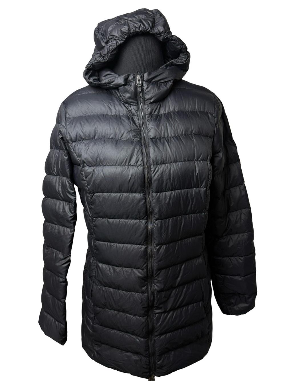 Eddie Bauer Packable Hooded Jacket Black Down Light Compressible Travel Puffer - Picture 12 of 12